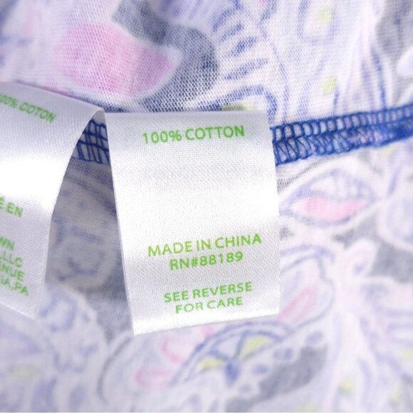 Lilly Pulitzer Short Sleeve Bay Dress Iris Blue Namastay In The Jungle MEDIUM - Picture 12 of 13